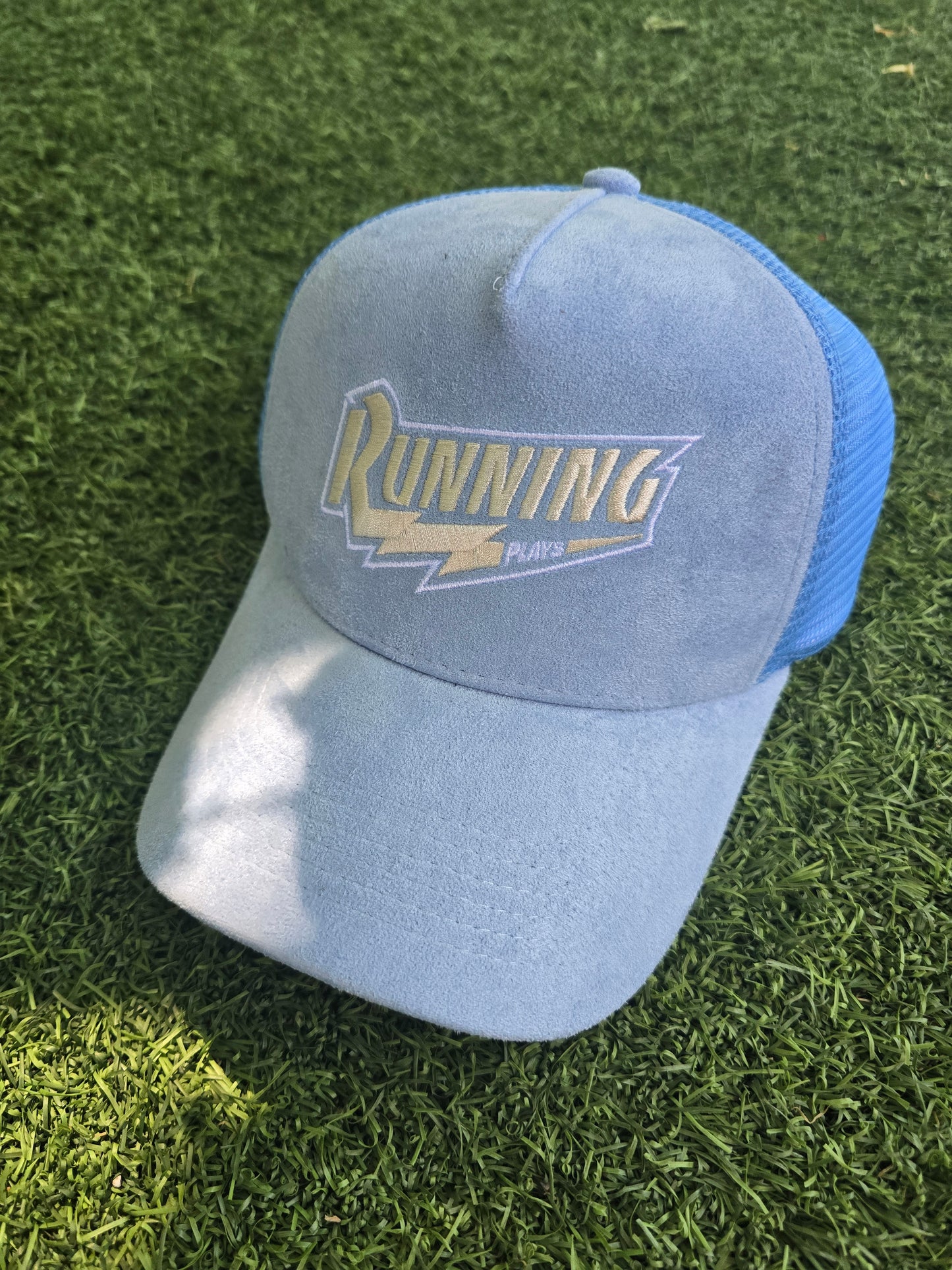 Running Plays Baby Blue Suede Hat